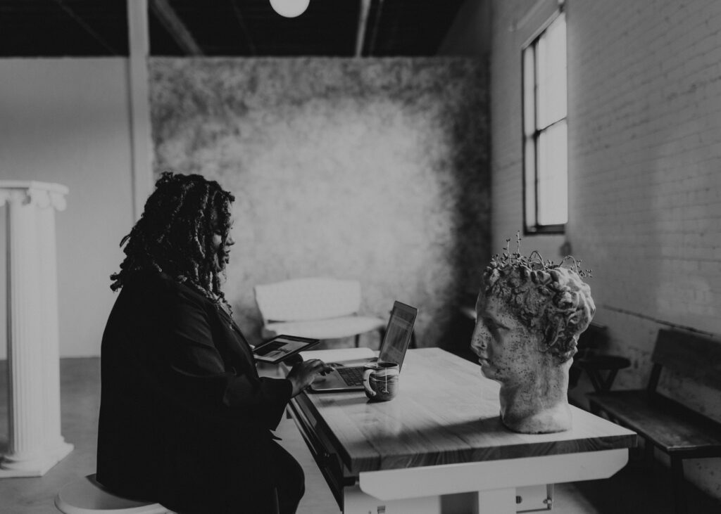 website designer working at desk in studio Hudson Valley NY